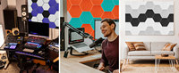 Panneaux acoustiques hexagonaux 14x12x0.4 pouces carreaux de mur insonorisés auto-adhésifs feutre de fibre de polyester réduisant le bruit pour Home Studio