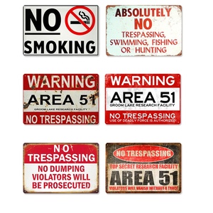 Avertissement No Trespassing Area 51 Retro Sign Attention Do Not Enter Tin Party Wall Decor Bigfoot Crossing Metal Plate Metal Sign - Product Image 3