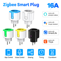 Prise intelligente Zigbee 16A EU Wi-Fi compatible Alexa Google Home, application Tuya, contrôle à distance, moniteur d'énergie, prise électrique en plastique
