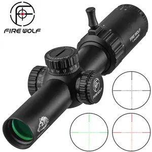 Yangın kurt 1-5X24 IR kapsam taktik kapsam avcılık optik Sight kırmızı yeşil işık