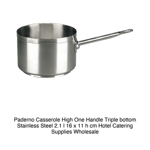 Deep Stainless Steel Saucepan Ø 16 cm H 11 cm, 2.1 L, Triple-Layer Base Paderno - Product Image 2