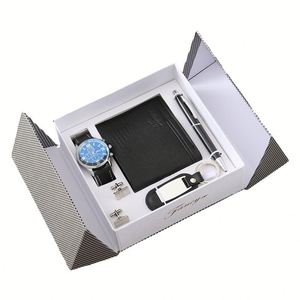 Factory Direct Men's Business Gift Set Wholesale Watch Wallet Belt Pen <b>Cufflinks</b> Keychain Gift Set Custom Logo Corporate Gift - Product Image 1
