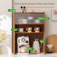 Boîte de rangement en bambou pour bureau, organisateur de bureau, support pour tasses à café, armoire de rangement pour machine à café, multifonction, anti-poussière