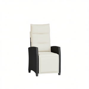 Silla Reclinable de Jardín en Ratán Sintético Negro con Estructura de Acero para Exteriores - Product Image 1