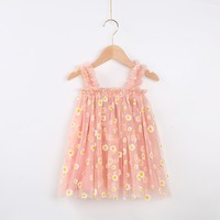 Robes à fleurs brodées pour filles, à bretelles, à volants, tutu d'été en tulle, vente en gros