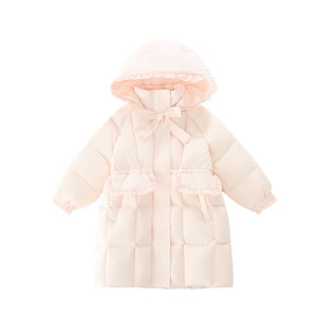 Veste mi-longue à capuche pour filles Space Kitty, enfants de 3 à <span class=keywords><strong>8</strong></span> <span class=keywords><strong>ans</strong></span>, nouvelle arrivée d'hiver, style coréen, épaissie, longue, en duvet de canard blanc - Product Image 1
