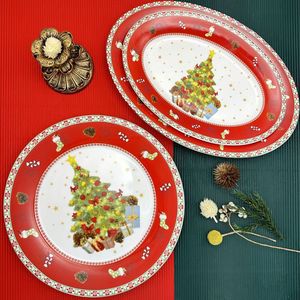 Assiette en céramique 2026 en gros pour Noël, assiette à bœuf, assiette à petit-déjeuner et dessert peinte à la main, cadeau de festival - Product Image 2