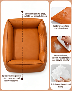 Cama para Perros <span class=keywords><strong>de</strong></span> Cuero Sintético, para Todas las Estaciones, Color Sólido, Desmontable y Lavable, Colchón Portátil Suave para Perros y Gatos <span class=keywords><strong>de</strong></span> 1-2 kg - Product Image 5