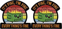 Tavashome 2pcs Funny Meme Gag Patchs de broderie comiques 'Dumpster Fire' Support émotionnel Crochet Boucle Patch 'It's Fine I'm Patch