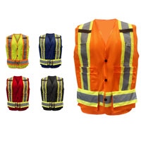 Gilet de sécurité haute visibilité de classe 2, robuste, avec fermeture éclair sur le devant, multi-poches, réfléchissant, à dos en X, pour les travailleurs routiers