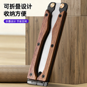 Scie à main pliante papillon en acier à haute teneur en carbone avec manche en bois, outil de coupe d'arbres pour jardin extérieur - Product Image 1