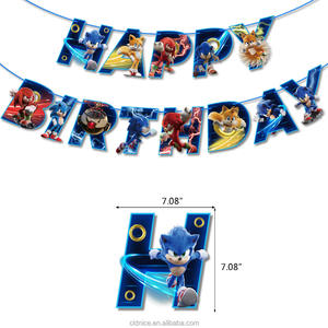 Bonito Banderín de Feliz <span class=keywords><strong>Cumpleaños</strong></span> con Tema de <span class=keywords><strong>Sonic</strong></span> el Erizo para Fiestas, Set de Decoraciones con Globos de Látex de Colores Mixtos y Adorno para Pastel - Product Image 5