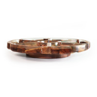 Offre Spéciale Plateau de Service Rustique en Bois d'Acacia Écologique pour le Petit-Déjeuner, le Thé, les Fromages et les Apéritifs, Personnalisable avec Logo, Idéal pour les Fêtes et comme Table Basse Décorative