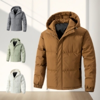 Veste d'hiver pour homme personnalisée, chaude et respirante, avec fermeture éclair, couleur unie, à capuche, en duvet, veste décontractée d'hiver pour l'extérieur, coupe-vent