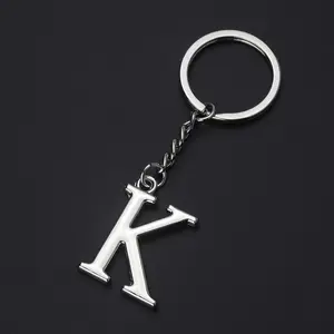 Metal DIY A-Z Letters keyChain Silver Color Car Key Ring Women Charm Gift 26 Letters Key chain Party Gift Key Ring