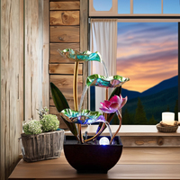 Fontaine d'eau LED Lotus, décoration d'intérieur en résine, cascade cascadeante pour la maison, le bureau, la décoration de jardin zen