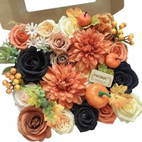 Fleurs artificielles réalistes faites à la main, modernes et parfumées, assortiment orange brûlé, en boîte, en soie, pour bricolage, mariage, Saint-Valentin