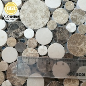 Emperador tối hỗn hợp ánh sáng ngẫu nhiên Penny vòng hình dạng Gạch Mosaic cho phòng tắm tường trang trí - Product Image 5