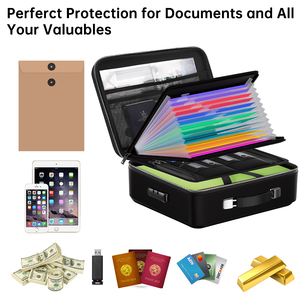 YHX Hard-Shell Fireproof <b>Document</b> <b>Bag</b> Water Resistant Safe Box File Organizer for Important <b>Documents</b> Lock Design - Product Image 4