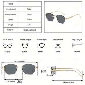 Lunettes de soleil rétro en alliage 2025 personnalisables avec logo, sans monture, polygone, UV400, pour hommes et femmes - Product Image 4