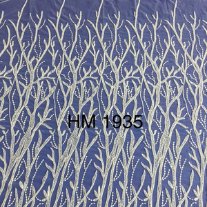 Crystal <strong>Sequins</strong> Embroidery <strong>Beads</strong> Wedding Tulle White <strong>Beaded</strong> Lace Fabric - Product Image 1