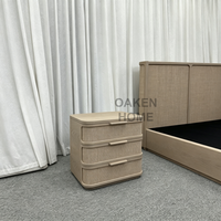 Ventes d'usine OAKEN, meubles de chambre à coucher américains en rotin avec cadre de lit en chêne, ensemble de meubles de chambre à coucher sur mesure pour la maison