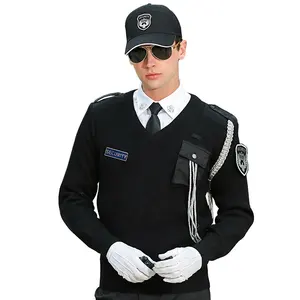 New designs uniform supplier unisex pullover sweater style black security airport guard uniform work wear uniforms