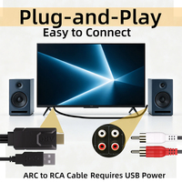 Câble convertisseur audio analogique ARC vers 2RCA Cinch L/R, paire torsadée, gaine en PVC, connecteurs plaqués or pour haut-parleur