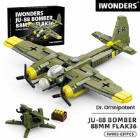 Set de Bloques de Construcción Militares de la Segunda Guerra Mundial, Junkers Ju 88 y Flak 36 de 88 mm, Bombardero Antiaéreo, Modelo Coleccionable para Aficionados Adultos