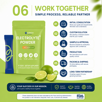 Poudre d'électrolytes pour boisson hydratante sans sucre, enrichie en vitamine C et complexe B, saveur citron et lime, en sachet individuel, pour sportifs, OEM, marque privée