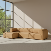 Canapé d'angle moderne de luxe en tissu avec structure en bois, design inclinable, ensemble de meubles d'intérieur pour salon