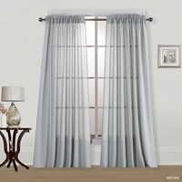 Rideaux extra longs en lin transparent blanc de 108 pouces Rideau de fenêtre élégant avec œillets Design ouvert naturel