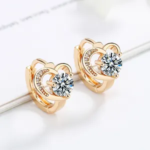 New Arrival Fashion Huggie Sleeper Gold Heart Earrings Good Quality Hypoallergenic 18k Gold Plated Jewelry for Mother's Day