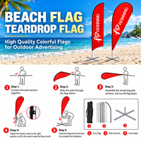 Drapeaux publicitaires extérieurs personnalisés en polyester, type fanion, goutte d'eau ou de plage, avec piquet et base croisée, vente en gros