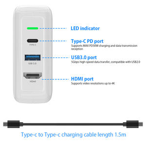 Rocketek Replacement Switch <span class=keywords><strong>Dock</strong></span> <span class=keywords><strong>USB</strong></span> <span class=keywords><strong>C</strong></span> PD 30W AC Adapter with HDMI Video Converter USB3.0 Fast Charger Power Port for <span class=keywords><strong>iPad</strong></span> <span class=keywords><strong>Pro</strong></span> - Product Image 5