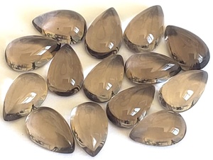 Lot de 5 cabochons en quartz fumé naturel, forme poire, 5x8mm, pour la fabrication de bijoux, en solde, Inde - Product Image 3