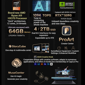 <span class=keywords><strong>Asus</strong></span> <span class=keywords><strong>proart</strong></span> P16 Ryzen HX370 AI9 64G RTX 5090แล็ปท็อป ordinateurs portables Jeu 16นิ้ว4K OLED หน้าจอสัมผัสคอมพิวเตอร์ - Product Image 3