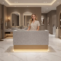 Table de manucure et comptoir de réception classique avec armoires de rangement, comptoir en marbre pour utilisation en salon de beauté, ensemble de meubles de salon