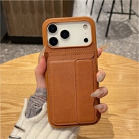 Étui de téléphone portefeuille magnétique haut de gamme en TPU et PU avec porte-cartes pour 17 Pro 17 Pro Max ; Coque de qualité export