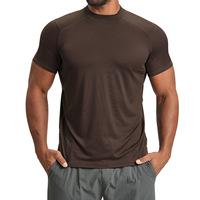 T-shirt à manches courtes pour homme, uni, sportif, décontracté, respirant, doux pour la peau, coupe classique, en nylon et élasthanne, pour le sport, le yoga, les activités de plein air