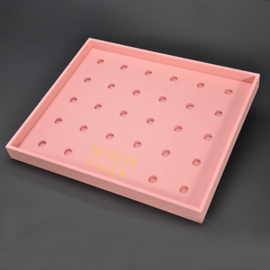Caja de Almacenamiento de Broches de Terciopelo con Logotipo Personalizado, Varios Estilos, Diferentes Bandejas, Color Rosa - Product Image 2