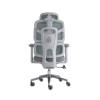 Chaise de bureau ergonomique pivotante moderne avec soutien lombaire, dossier en maille, appui-tête réglable en hauteur, structure en alliage d'aluminium, pour atelier et bureau à domicile