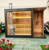 Sauna extérieur moderne en bois pour 2 à 6 personnes, cabine de sauna sèche et humide, sauna infrarouge lointain pour villa, hôtel, jardin, usage commercial