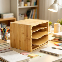 Estante de Almacenamiento de Bambú de Cuatro Niveles Personalizado, Estilo Cajonera, Adecuado para Archivos de Escritorio, Condimentos de Cocina y Clasificación de Cosméticos