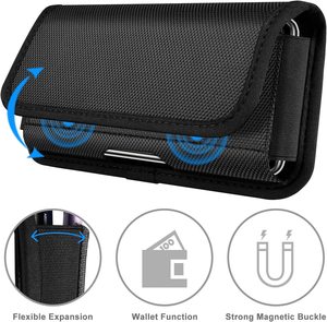 Fondina in nylon per cellulare con clip da cintura e porta carte per iPhone 17 Pro Max, Galaxy S25/S24/S23/S22/S21/S20 Ultra, Pixel 8/7 Pro - Product Image 5