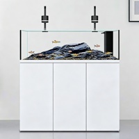 Aquarium sur pied en verre ultra-transparent avec pompes à eau et filtration par le fond, grand modèle pour la maison