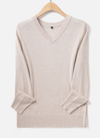 Pull en maille col V personnalisé pour femme, manches longues, couleur unie, bordure côtelée, décontracté, pour le bureau, vente en gros