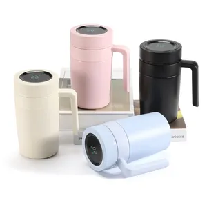 Hot bán 16oz cách điện du lịch cà phê Mug thiết kế cổ điển chân không Tumbler với LED hiển thị nhiệt độ kim loại nắp Kinh doanh Quà Tặng