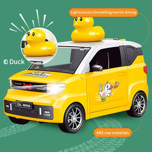 Voiture de police miniature en plastique à friction pour enfants, modèle canard décoratif avec son et lumière, jouet inertiel avec chansons pour enfants - Product Image 4