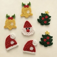 Accessoires décoratifs brodés en tissu polyester sur le thème de Noël, avec motifs de Père Noël, cloches et sapins, pour Bullet Journals